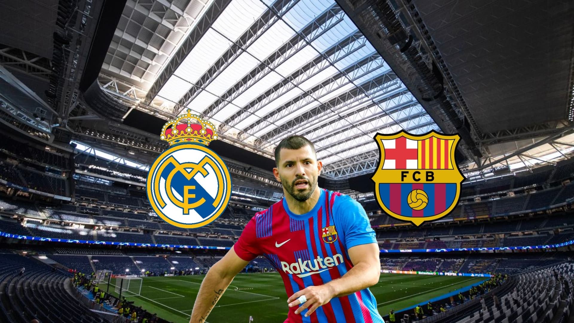 Sergio Aguero playing football with an FC Barcelona jersey on.