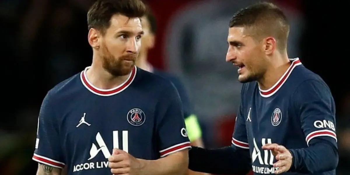 The Argentine striker and the Italian midfielder were captured prior to a PSG match