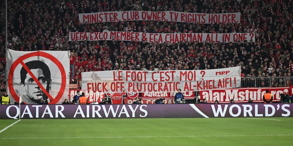 The banners displayed by fans in the stands were not televised in a kind of censorship by UEFA that was criticized on social networks.