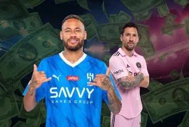 The Brazilian star earns a real fortune in his Arab soccer team, unlike his former teammate