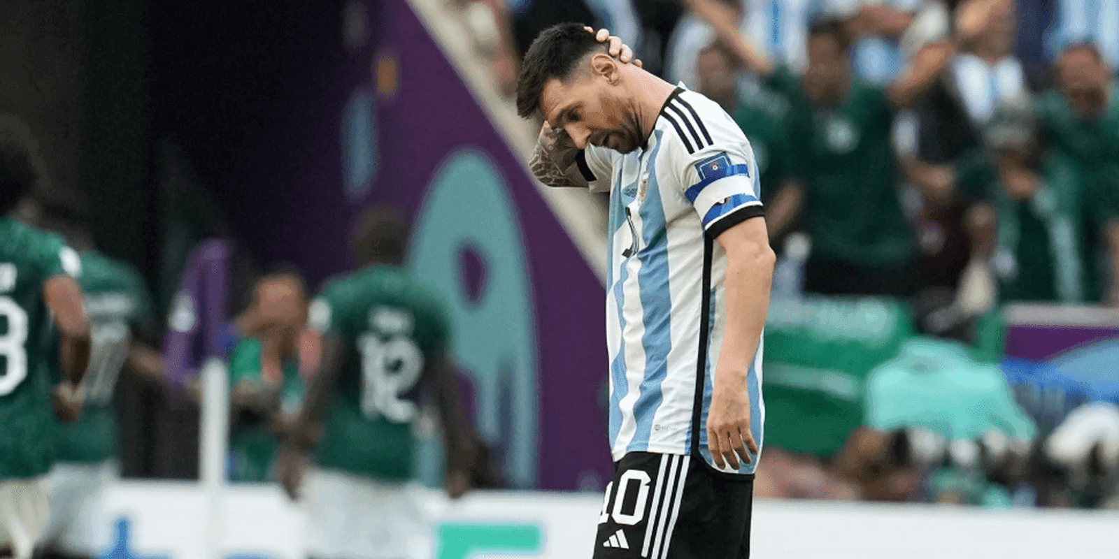 The captain of the Argentine team, despite his magnificent performance, bumped into the back of his left thigh on more than one occasion