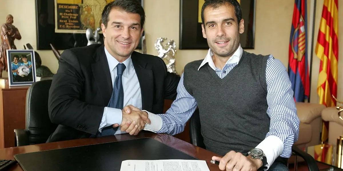 The Catalan coach publicly contratulated Joan Laporta as he won the presidential elections today