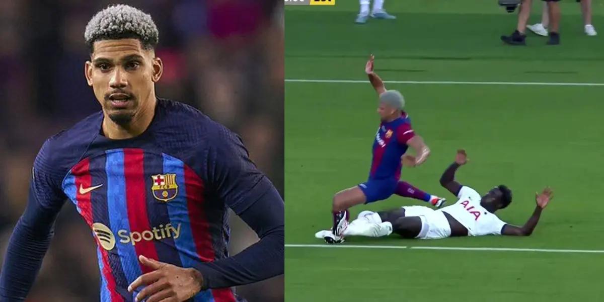 The FC Barcelona defender suffered a spectacular injury that has made him leave the game