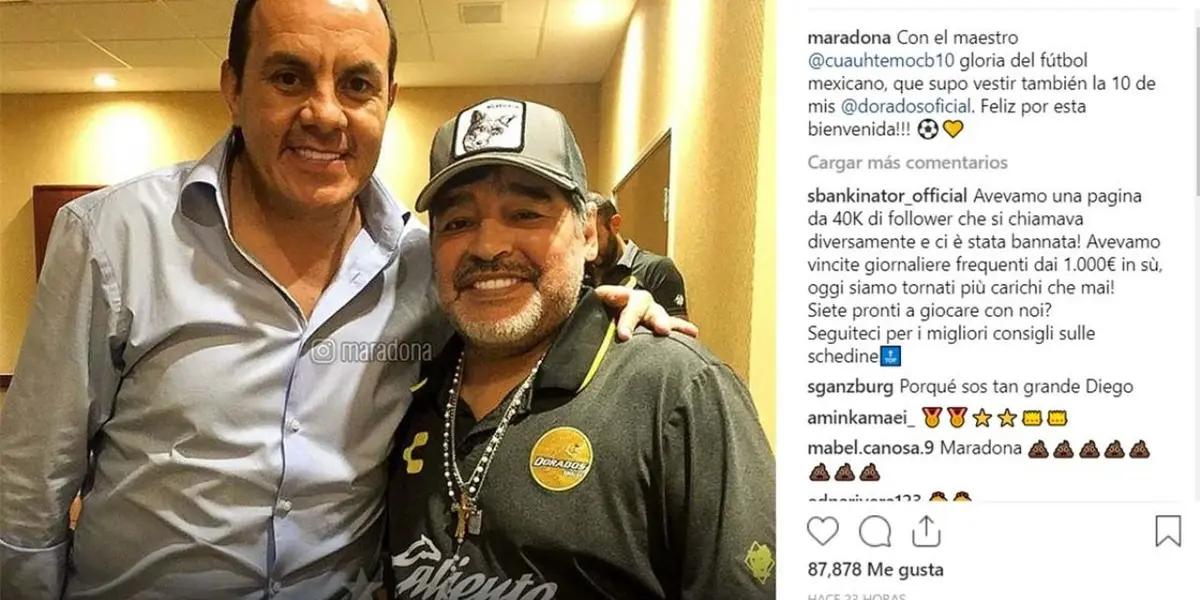 The former Club America player joined the hundreds of players and former players who greeted Diego Maradona on his death