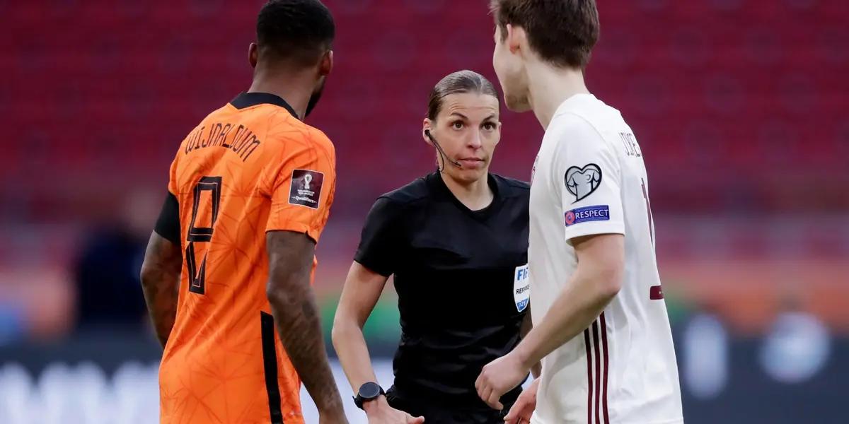 The Frenchwoman became the first woman to lead a World Cup qualifying match.