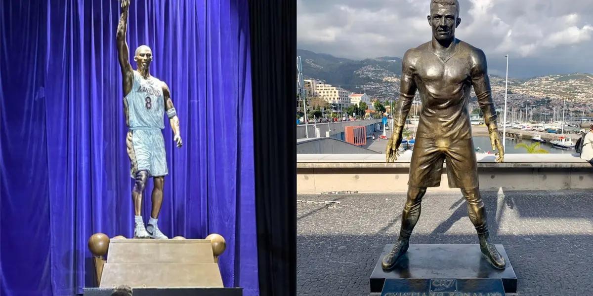 The Kobe Bryant statue is unveiled and there will be two more; Ronaldo has two statues and one face sculpture.