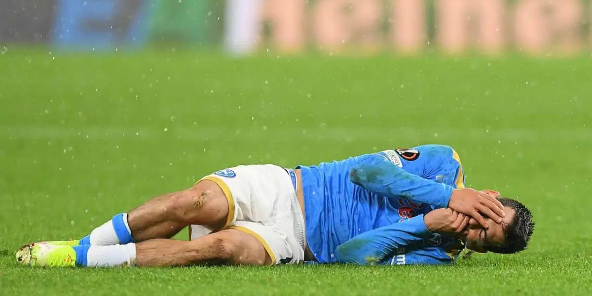 The Mexican player left Napoli vs Leicester after a terrible hit in the face.