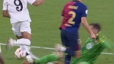 the Polish goalkeeper was sent off for a hard foul on the French striker