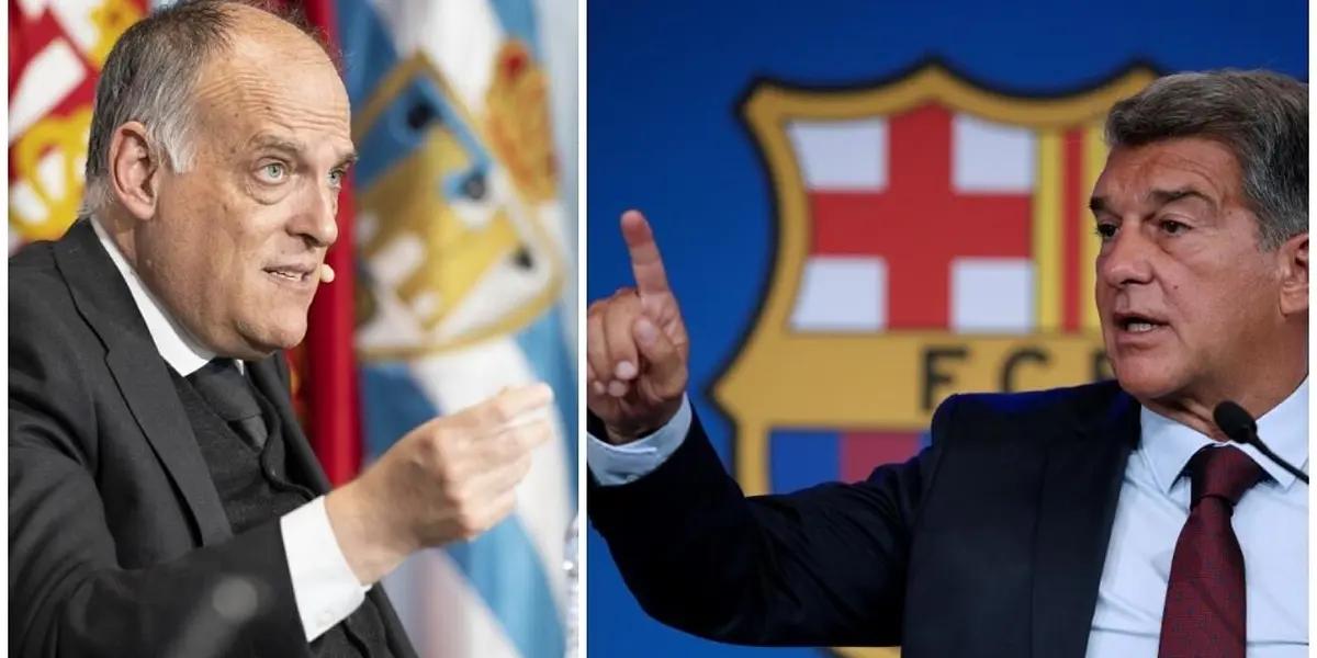 The president of Barcelona, Joan Laporta, said at the conference on Lionel Messi that the operation with the international fund will mortgage the club and the president of LaLiga responded.