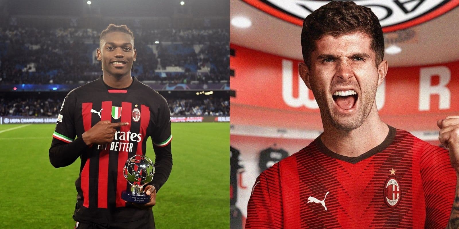 The reaction of Rafael Leão when watching Pulisic play at AC Milan