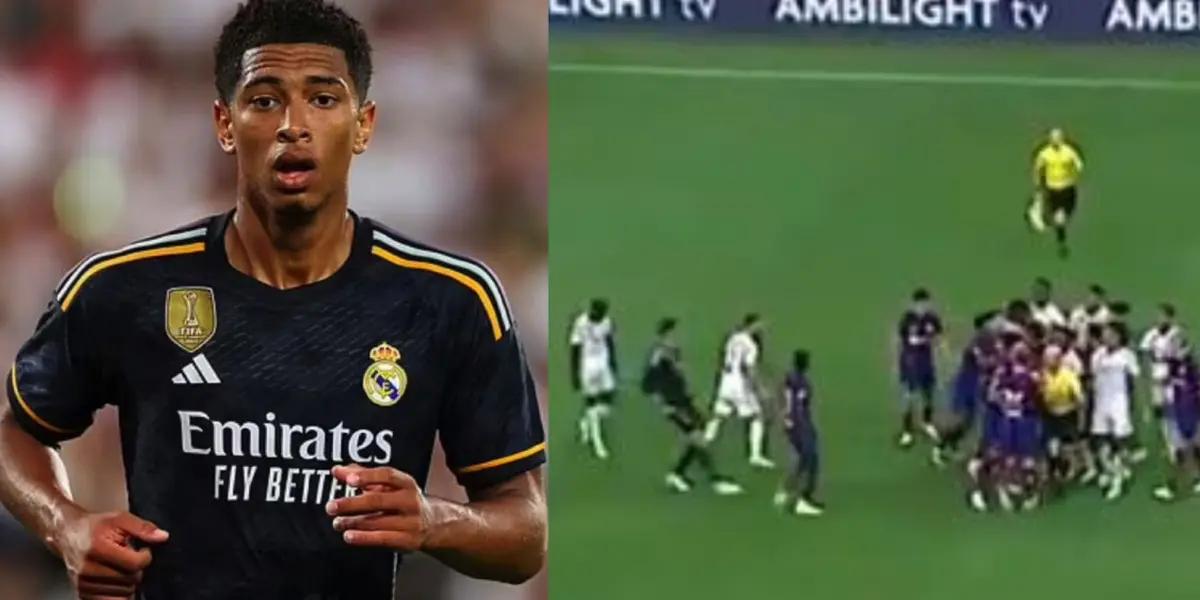 The unexpected action of Jude Bellingham while the players pushed each other in El Clasico