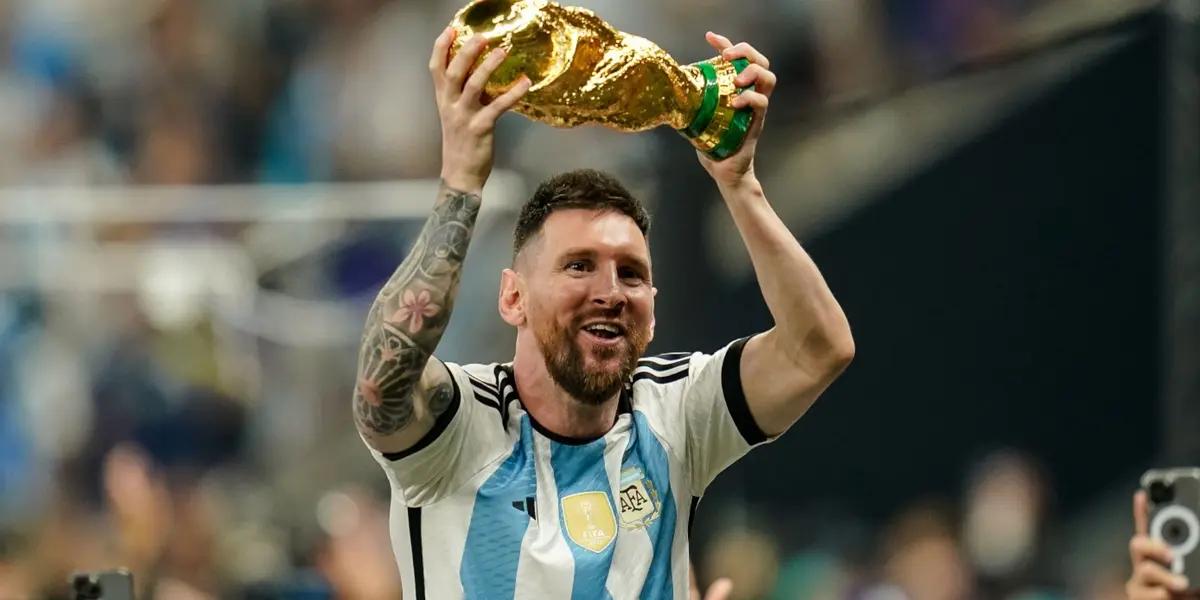 The world champion referred to the viral photo after winning the Qatar World Cup final