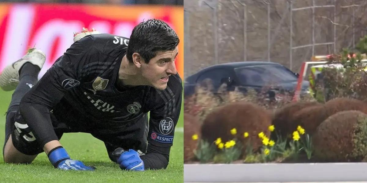 Thibaut Courtois arrived at Real Madrid's final training session before matchday on a Rolls Royce, but had to leave on a friend's Audi after being towed out of the training complex.