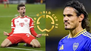 Thomas Müller vs Cavani. Photo Los Angeles Times