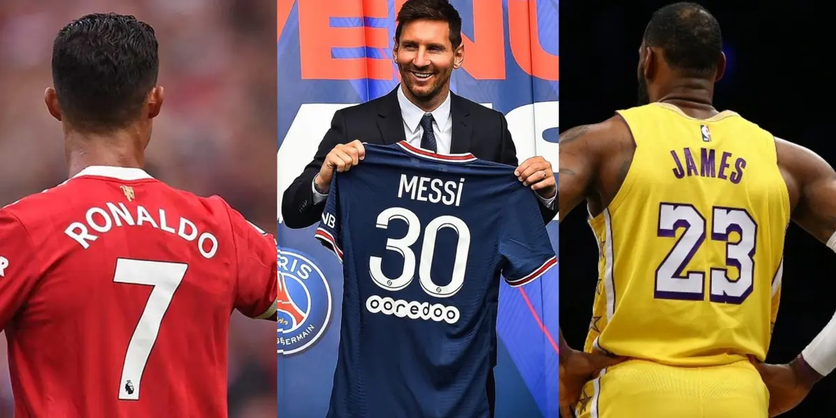 Three of the greatest sports personalities throughout history. Two, they play soccer, the other, an emblem of the NBA. Who sells the most t-shirts?