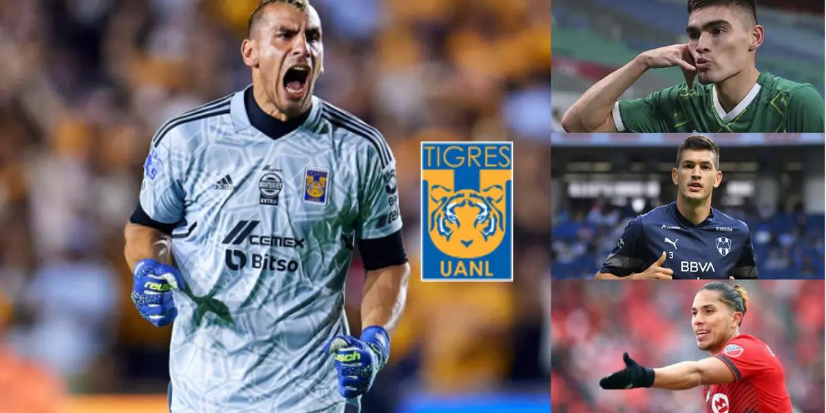 Tigres goalkeeper did not put up with the player's defensive errors.