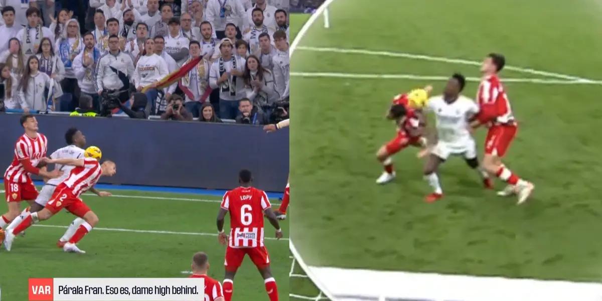 Vinicius Jr's message after scoring a goal with his hand against Almería