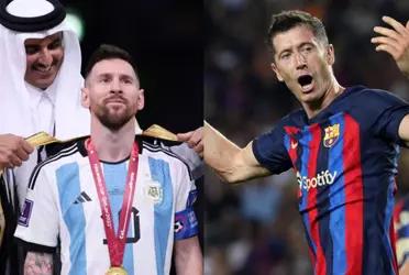 While Lionel Messi was given a cape in Qatar, here's what they did to Lewandowski after winning the Spanish Supercup