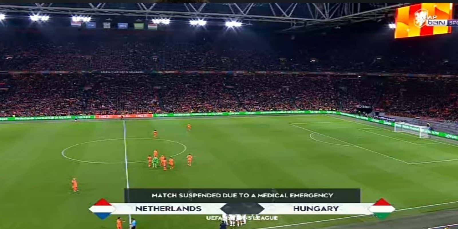While the match was in progress in the Netherlands, it had to be suspended due to a serious health problem in the middle of the pitch.