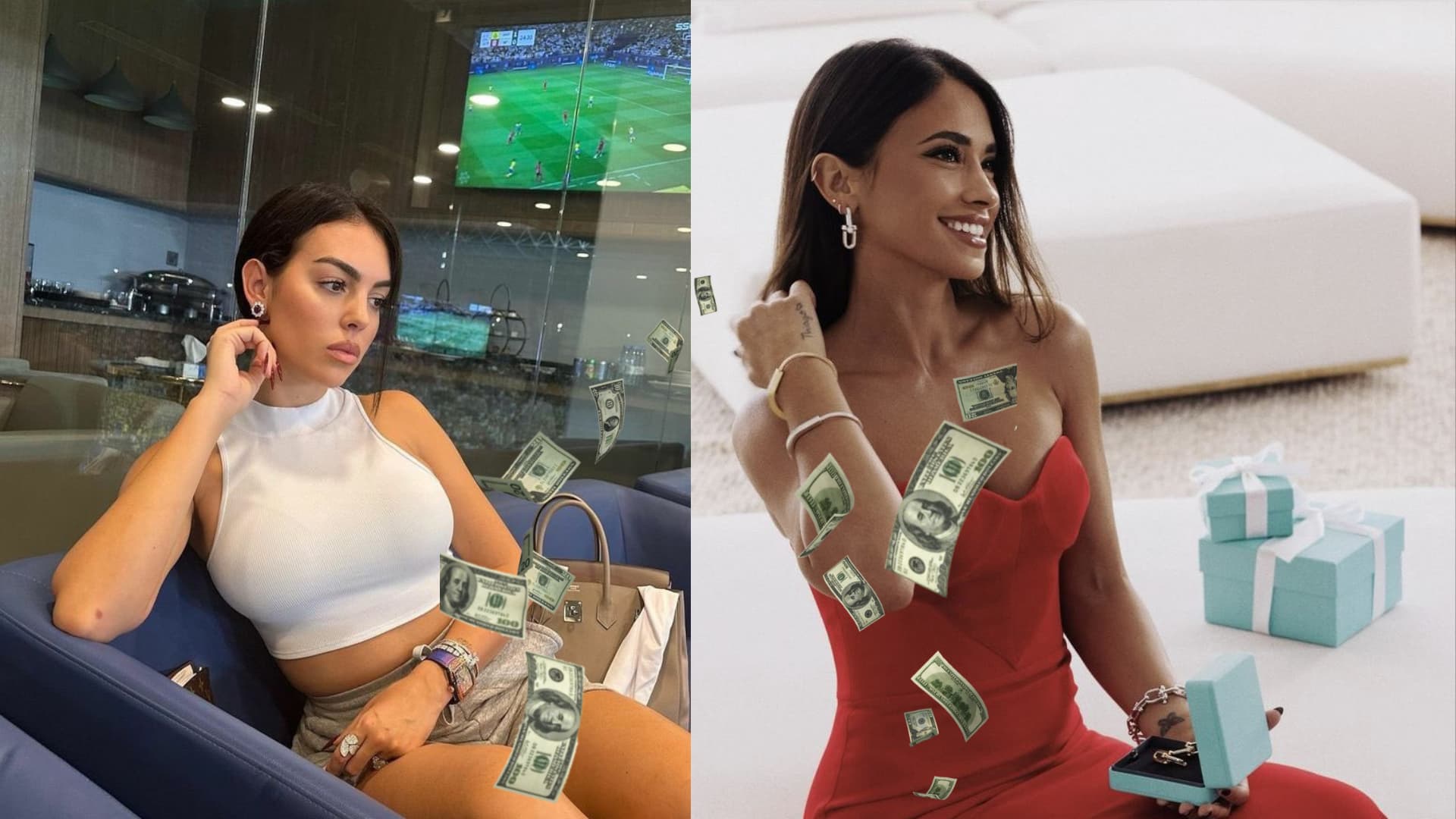 Whose's partner has more money, Ronaldo's or Lionel Messi's?