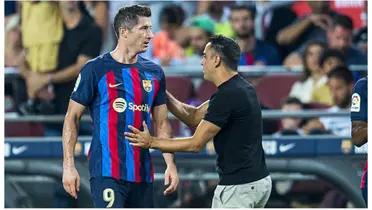 Xavi Hernandez and Robert Lewandowski