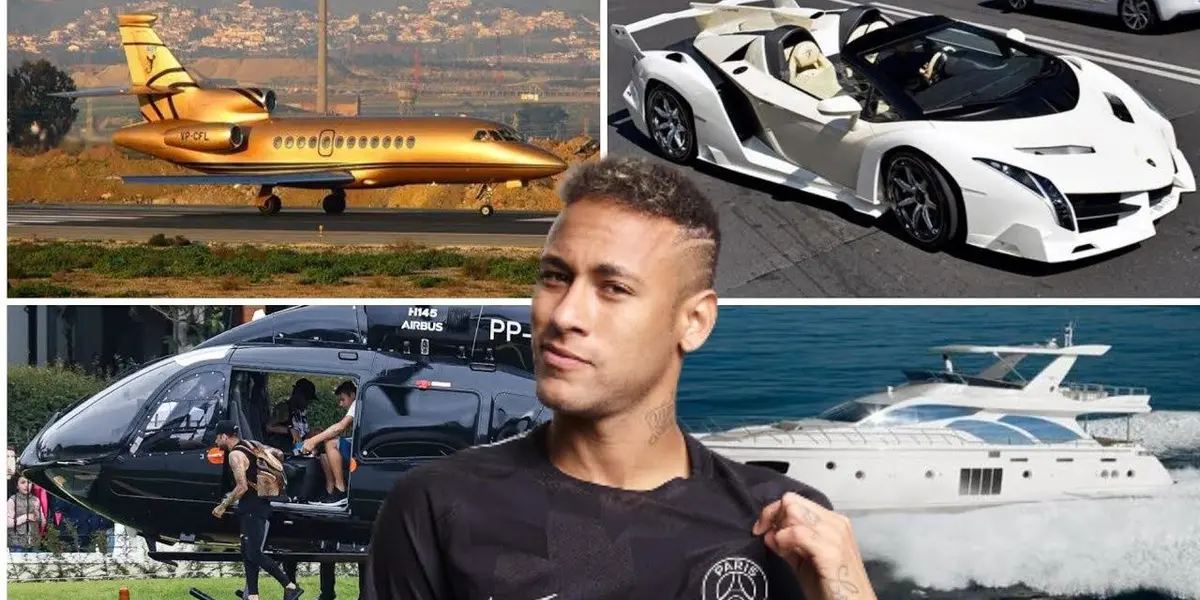 Yacht, gold, diamonds, supercars, helicopter, jet, mansion, hotel… Neymar has everything, and more.