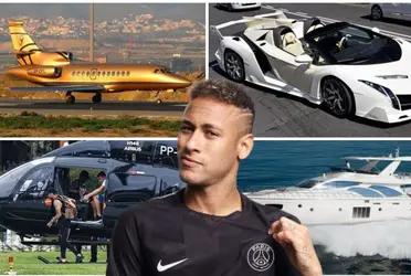 Yacht, gold, diamonds, supercars, helicopter, jet, mansion, hotel… Neymar has everything, and more.