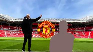 Zinedine Zidane throws a thumbs up with the background of Manchester United's stadium, Old Trafford.