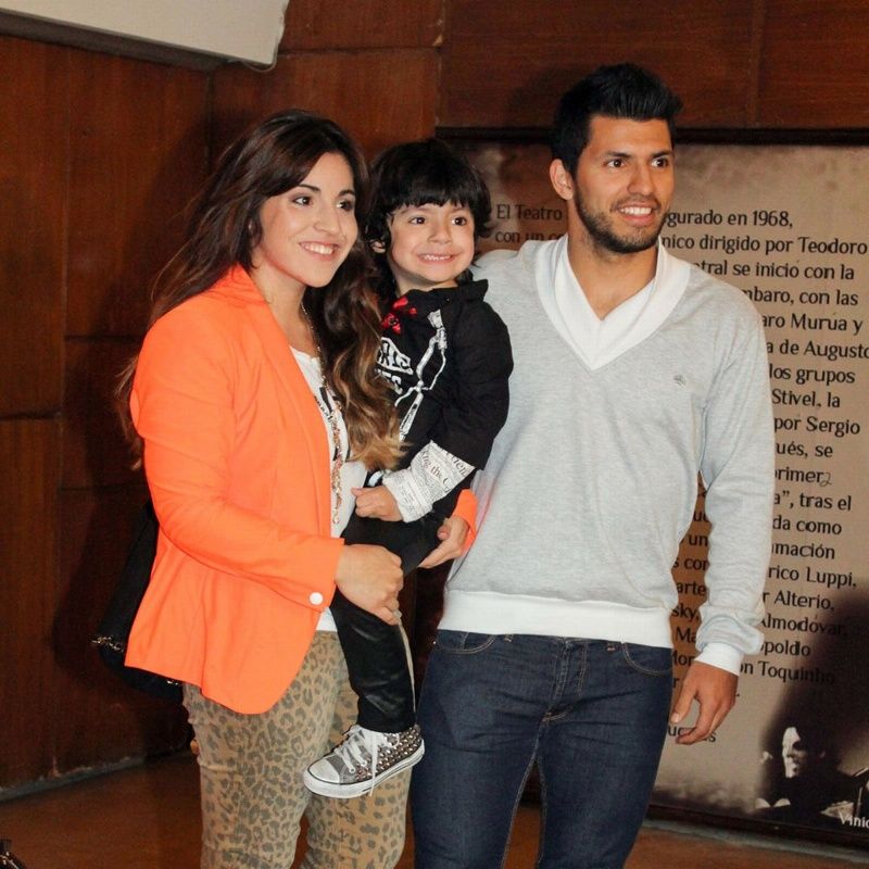 
   Sergio Aguero, Giannina Maradona &amp; Ben Aguero 
 